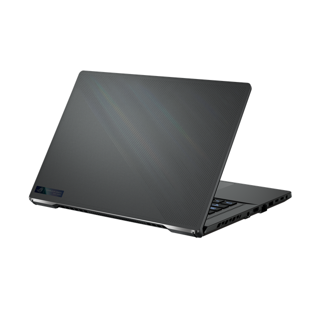 Rear View of the Rog Zephyrus G16, With the Lid Partially Opened and Emphasis on the Prismatic Film Effect